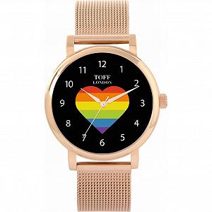 Годинник Toff London Pride Rainbow Heart Жіночий, Чорний, 38 мм, Арабські Цифри, Водонепроникність 3ATM, Кварцовий Механізм - Фото 1