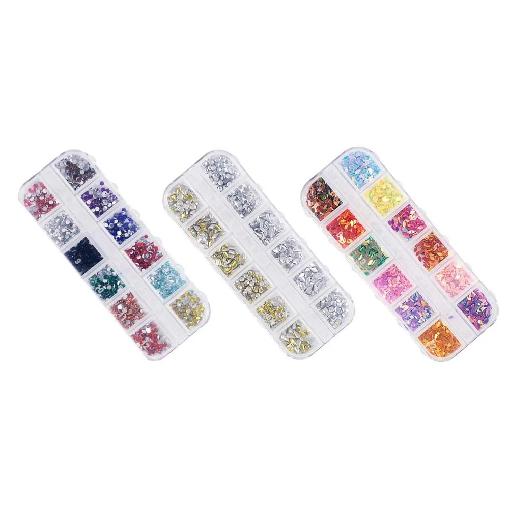 Металлические заклепки для ногтей 3 шт 3D украшения для ногтей овальные круглые цветные блестки стразы, фото №1