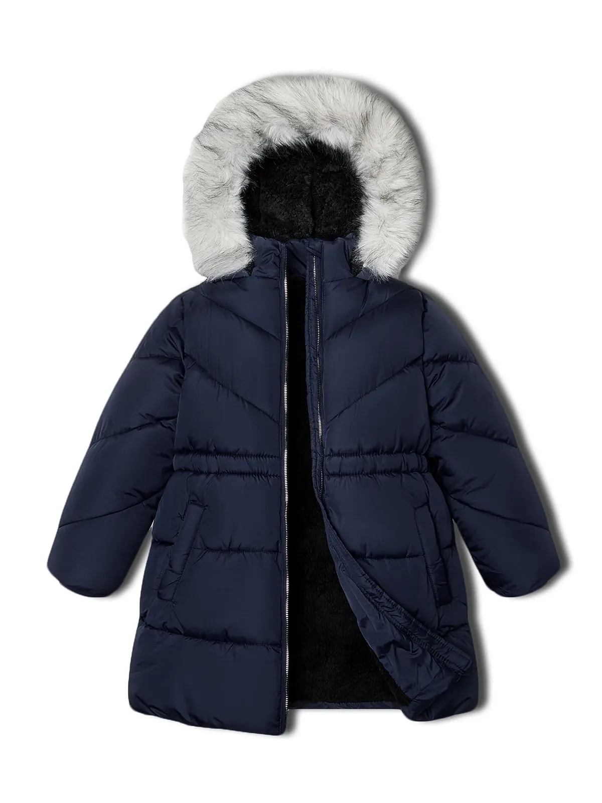 Зимова куртка з капюшоном Sunny Sprout для дівчат Довга стьобана куртка на підкладці з флісу та вітрозахисними рукавами, фото №4