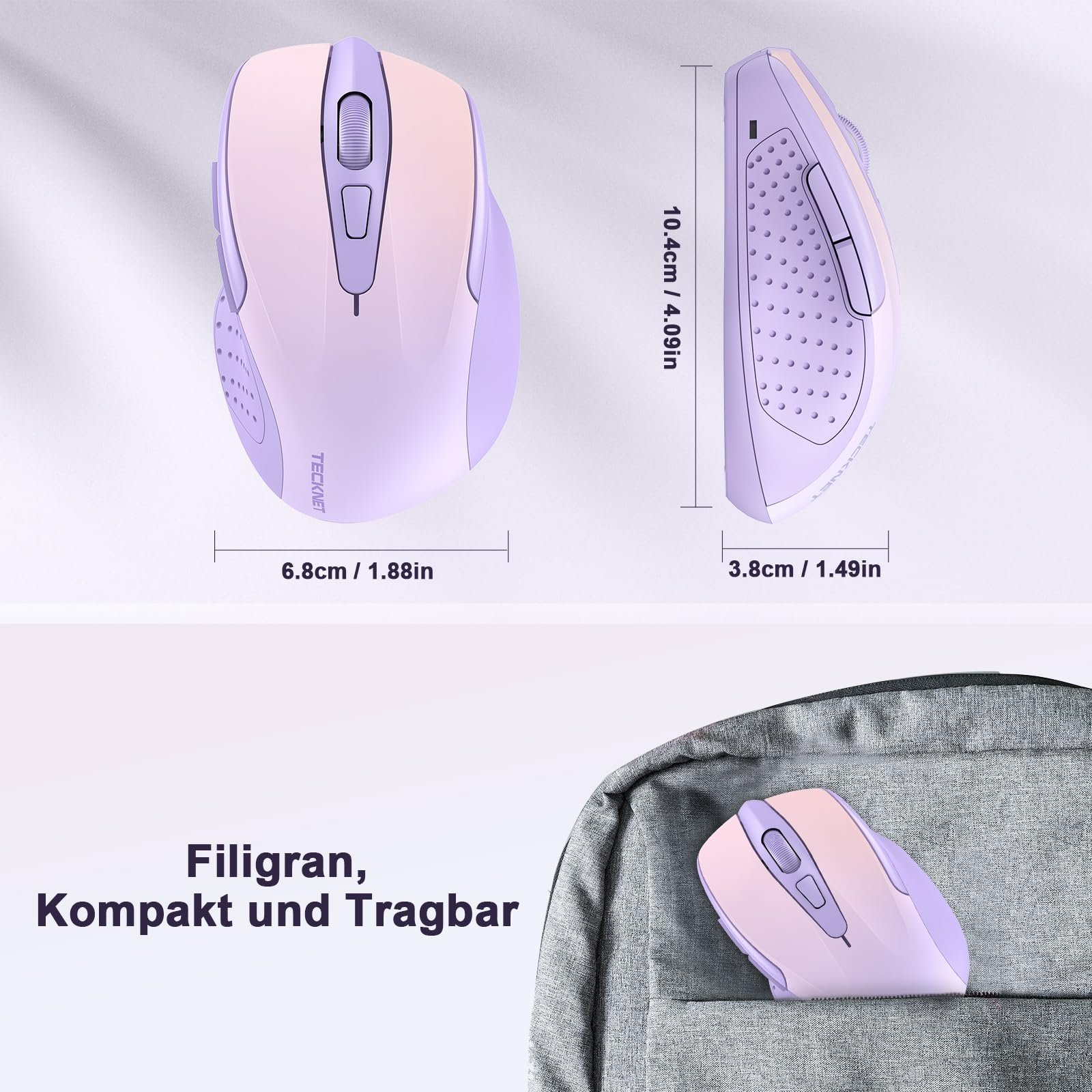 Мышь беспроводная TECKNET Pro 2.4G 4000 DPI 6 кнопок с нано-приемником, фото №5