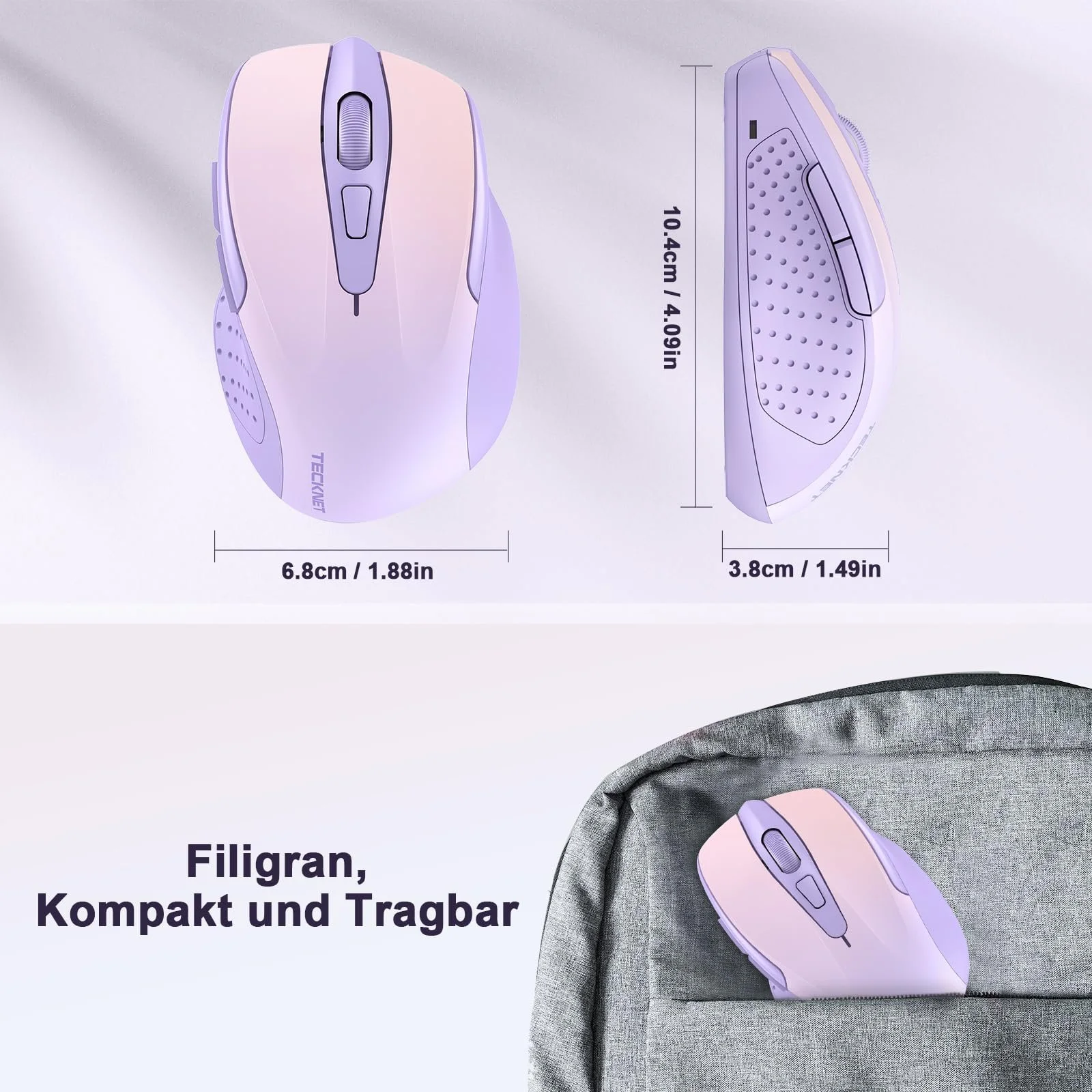 Мышь беспроводная TECKNET Pro 2.4G 4000 DPI 6 кнопок с нано-приемником, фото №5