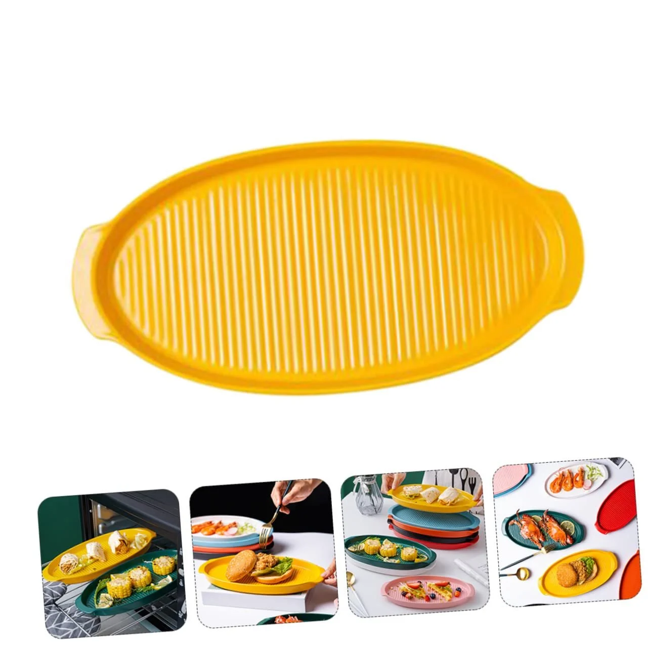 Блюдо для запікання GALPADA керамічне овальне з ручками для суші та сервірування, фото №9