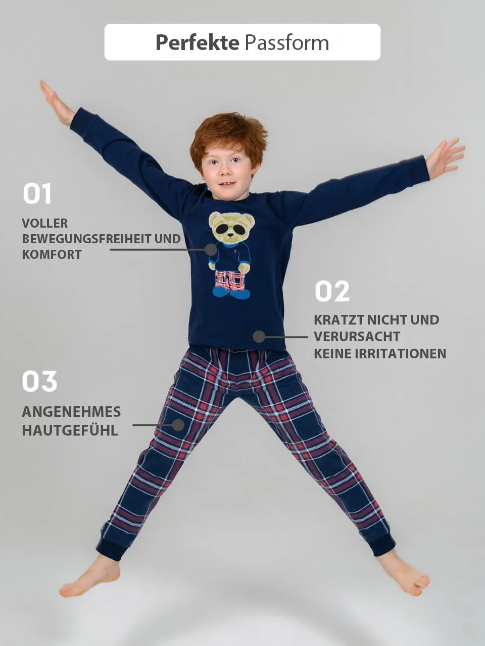 Піжама Rocks Me Baby Комплект дитячий однотонний верх з круглим вирізом та картаті штани Бавовняна, фото №2 Піжама Rocks Me Baby Комплект дитячий однотонний верх з круглим вирізом та картаті штани Бавовняна, фото №2