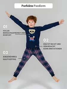 Піжама Rocks Me Baby Комплект дитячий однотонний верх з круглим вирізом та картаті штани Бавовняна synthetic.ua - Фото 1