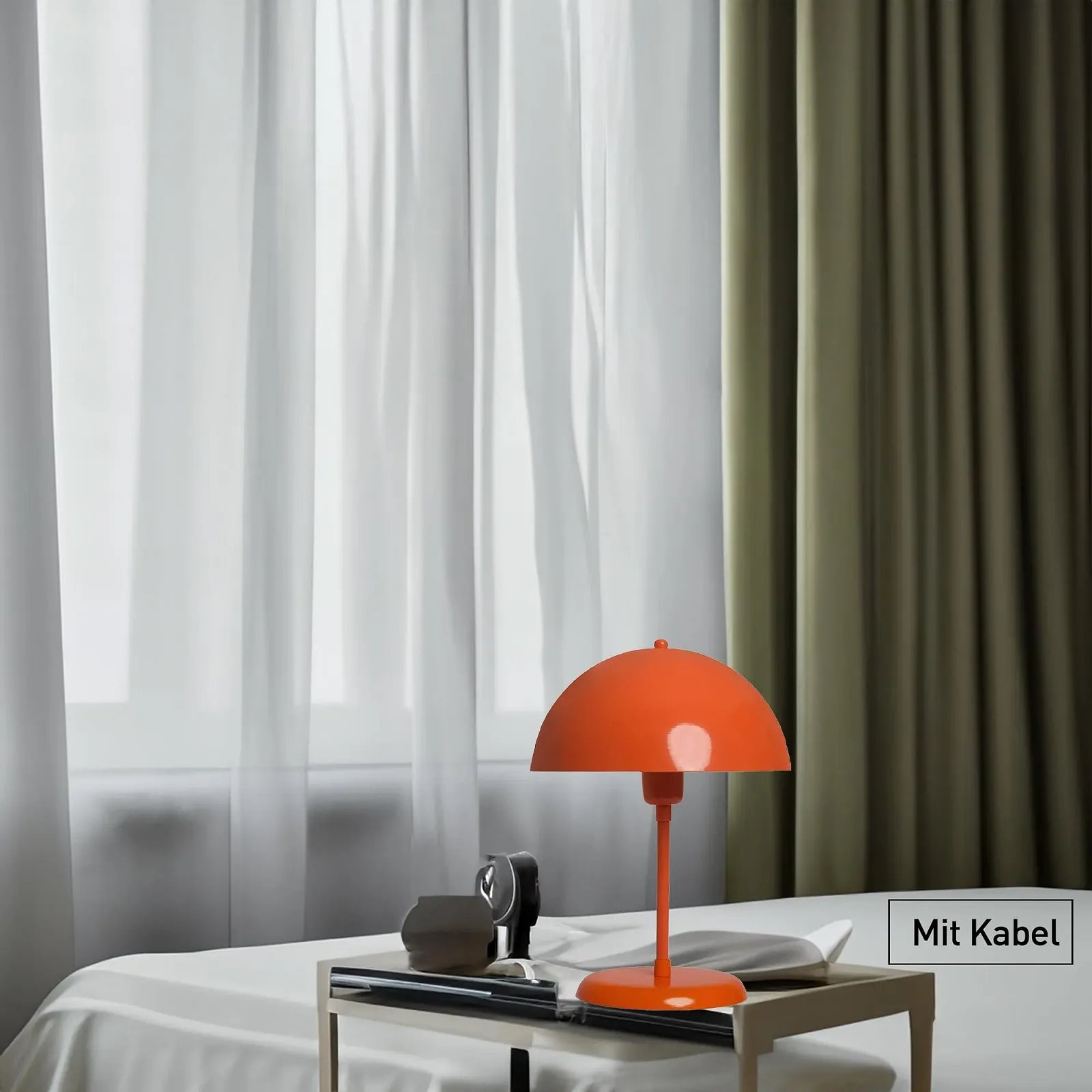 Настільна лампа bamyum Lipeo Mushroom Lamp металева ретро Ø26 см E27 Помаранчева, фото №5