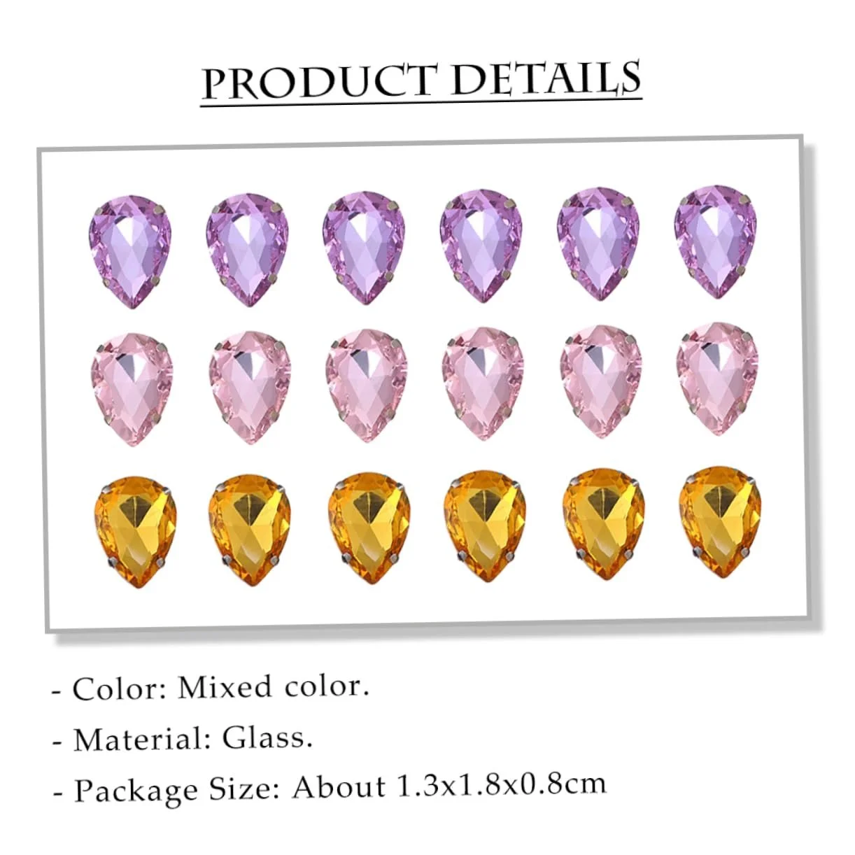 Пришивні стрази Крапля Води Форма Краплі для Одягу Кришталеві скляні з кігтиками 150 шт, фото №5