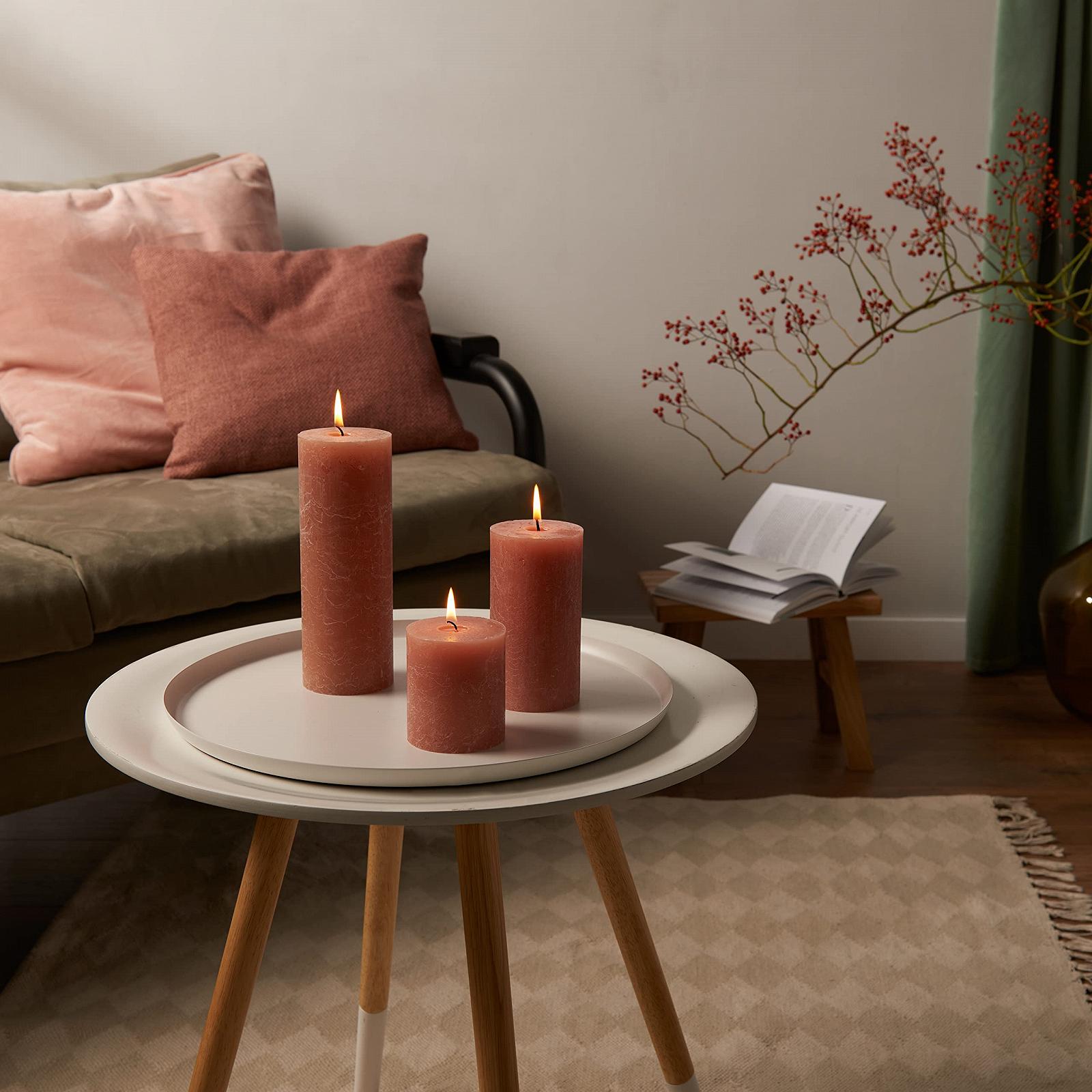 Свічка боллар Bolsius Rustic Dusky Pink пакет 4 шт довгий час горіння 85 годин однорідна без запаху натуральний веганський віск без пальмової олії 19 x 7 см, фото №3