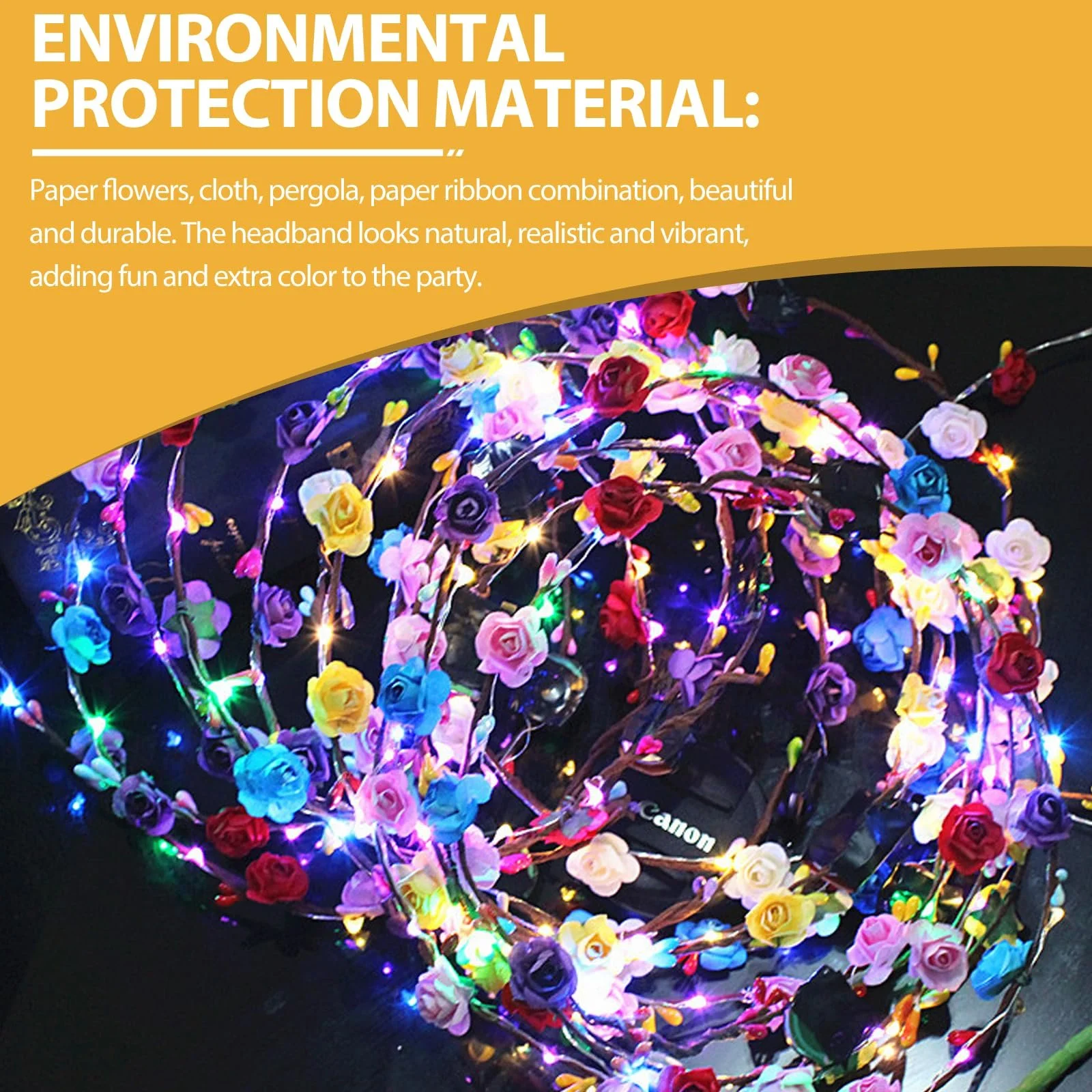 Вінок для волосся з LED квітами, фото №4