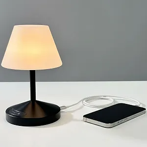 Настільна лампа LED OUTON Акумуляторна Бездротова IP54 USB-C Power Bank 3 колірні температури Плавне регулювання Пам'ять Чорна - Фото 1