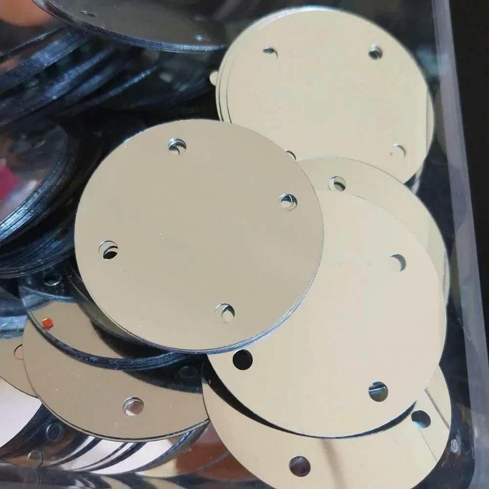 Блестки Серебряные 50г с 4 отверстиями для рукоделия Плоские Большие Круглые Блестки для одежды Сумки Аксессуары DIY Хлопья 15мм/20мм/35мм, Серебряные 25мм, 50г, фото №4