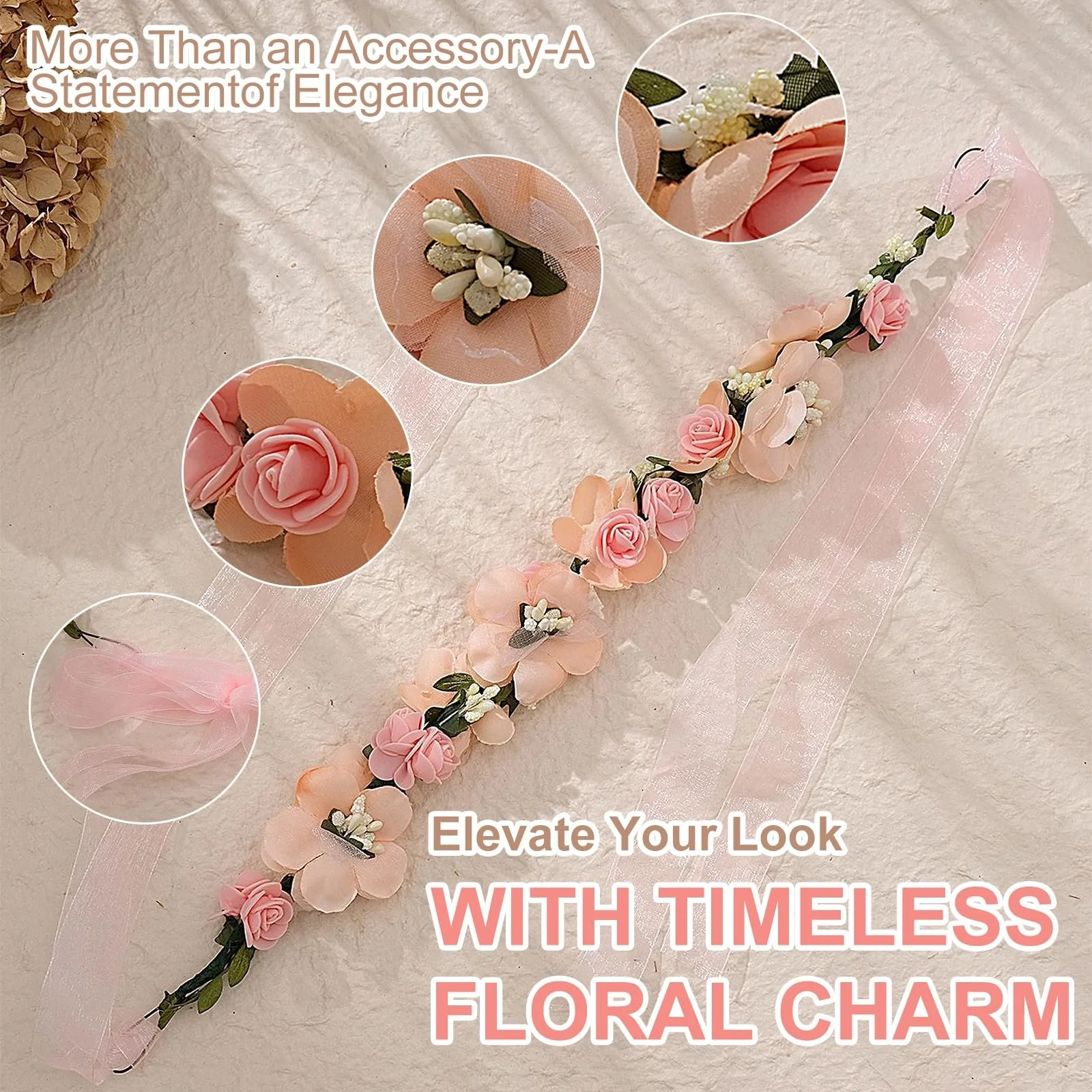 Венок Цветочный Богемный Стиль Розы, фото №6