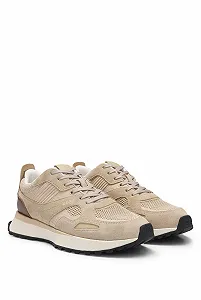 Кросівки BOSS Jonah Runn з в'язаними деталями та полірованою шкіряною обробкою synthetic.ua - Фото 1