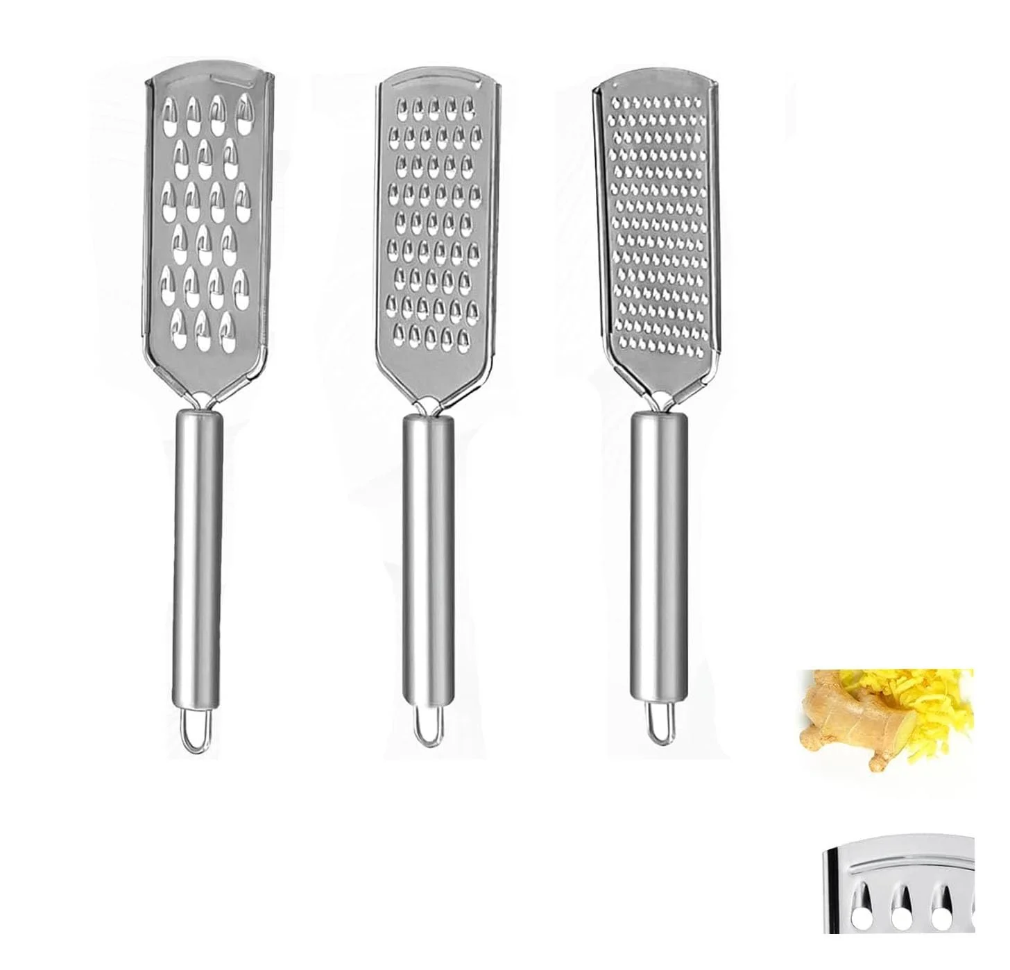 Терка кухонна з нержавіючої сталі, набір терок з 3 предметів, фото №1 Терка кухонна з нержавіючої сталі, набір терок з 3 предметів, фото №1