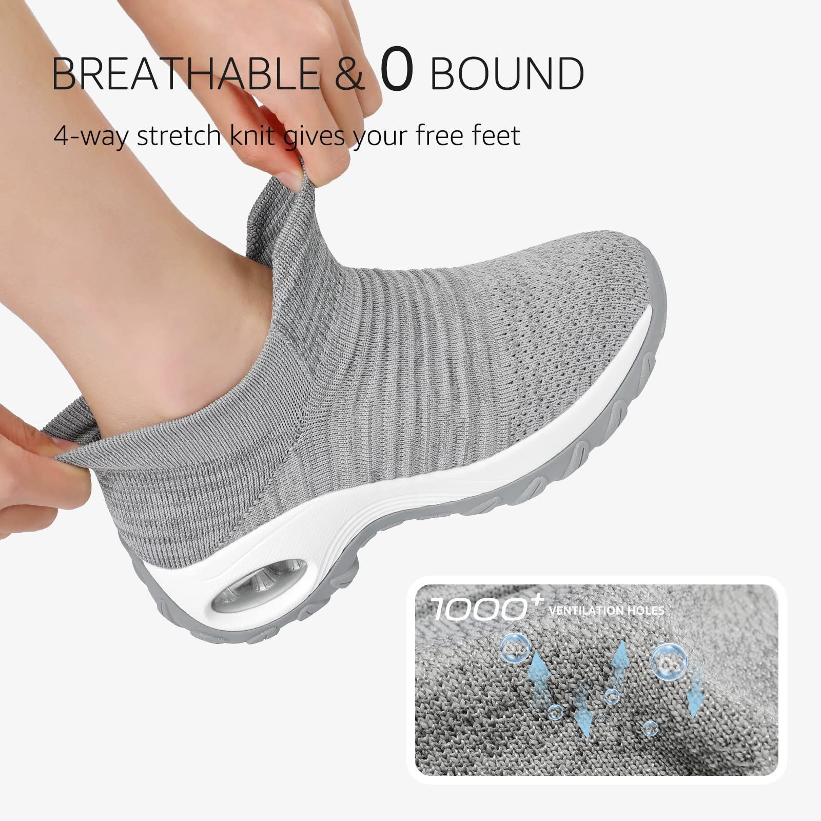 Кросівки STQ Жіночі Без шнурків Дихаючі для фітнесу Платформа Легкі для прогулянок на відкритому повітрі, фото №4 Кросівки STQ Жіночі Без шнурків Дихаючі для фітнесу Платформа Легкі для прогулянок на відкритому повітрі, фото №4