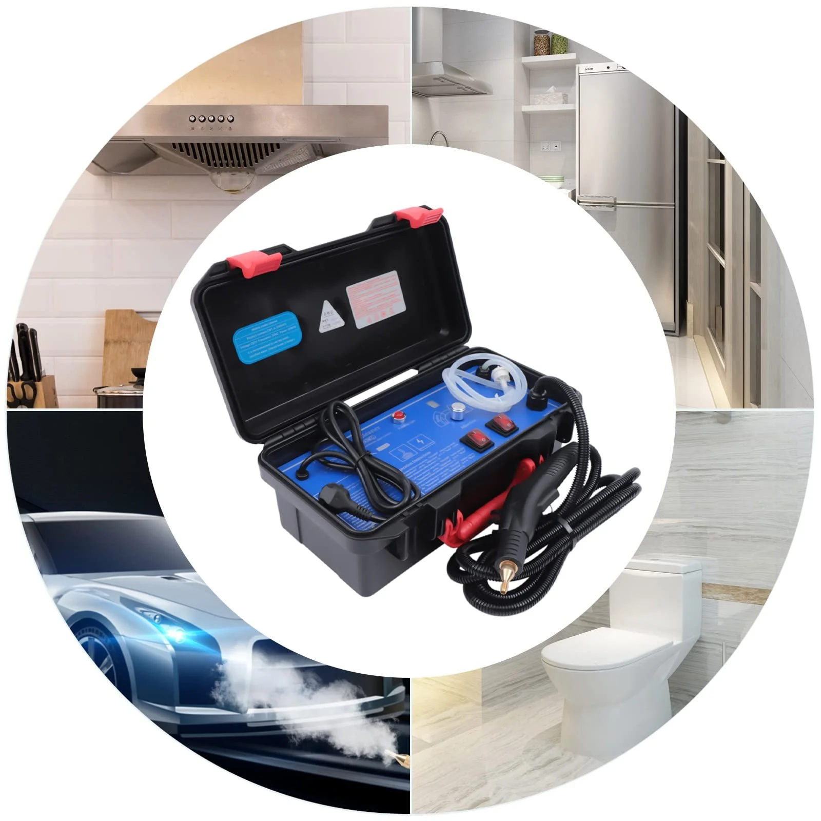 Пароочисник ручний 3000 W для кухні, ванної та автомобіля з насадками-щітками, фото №7