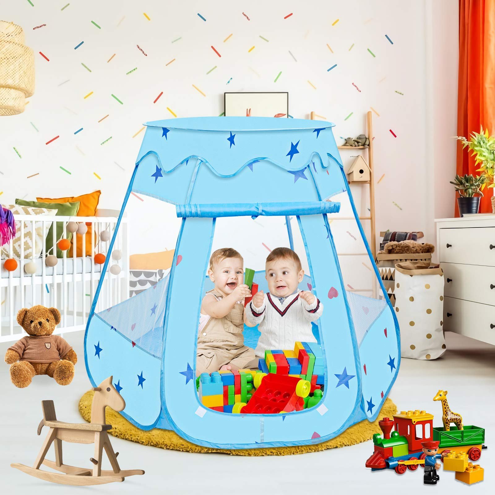 Ігровий намет MOOKLIN ROAM, 115 x 93 см, дитячий басейн з кульками, з сумкою для зберігання, Синій, фото №7