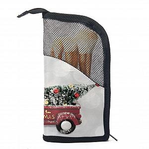Набор кистей для макияжа с органайзером Frohe Weihnachten Red Truck Festival, 12 шт - Фото 1