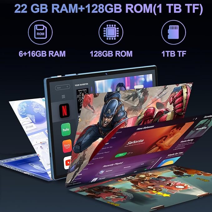 Планшет 10.1" DEERTIME E6 6+16/128Gb 8 ядер Android 14 8000 mAh Blue, фото №5