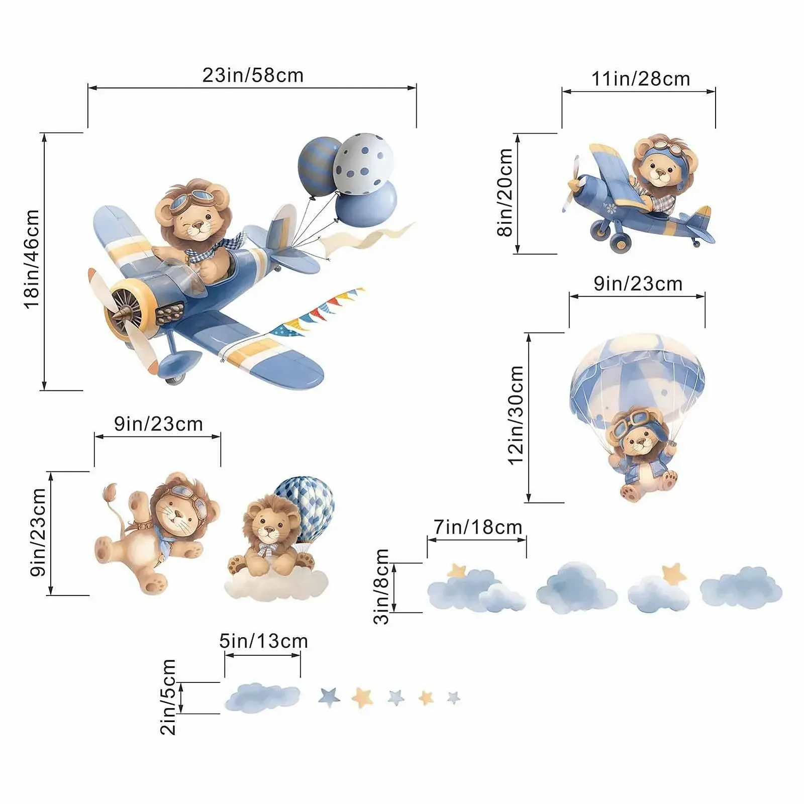 Настінна наклейка Amimagen Lion Plane PVC matte, фото №4