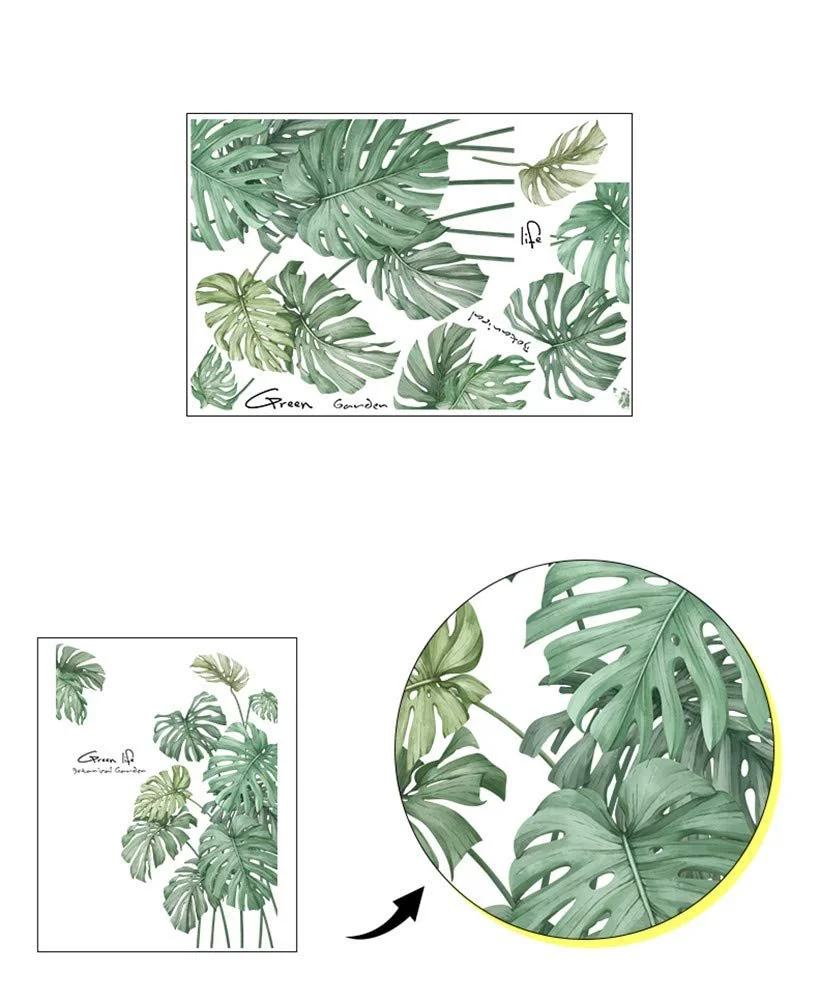 Наклейка на стіну Тропічні рослини Листя Квіти DIY A Зелений, фото №7