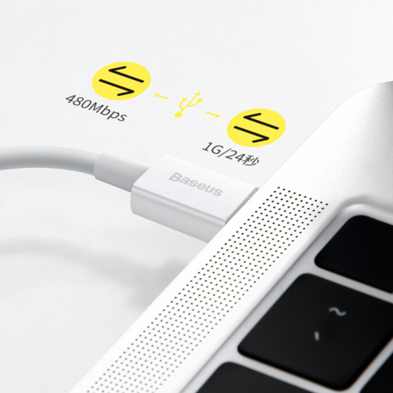 Кабель Baseus для быстрой зарядки Yowin Type-C на iP PD Lightning 20W USB 1м белый, фото №7