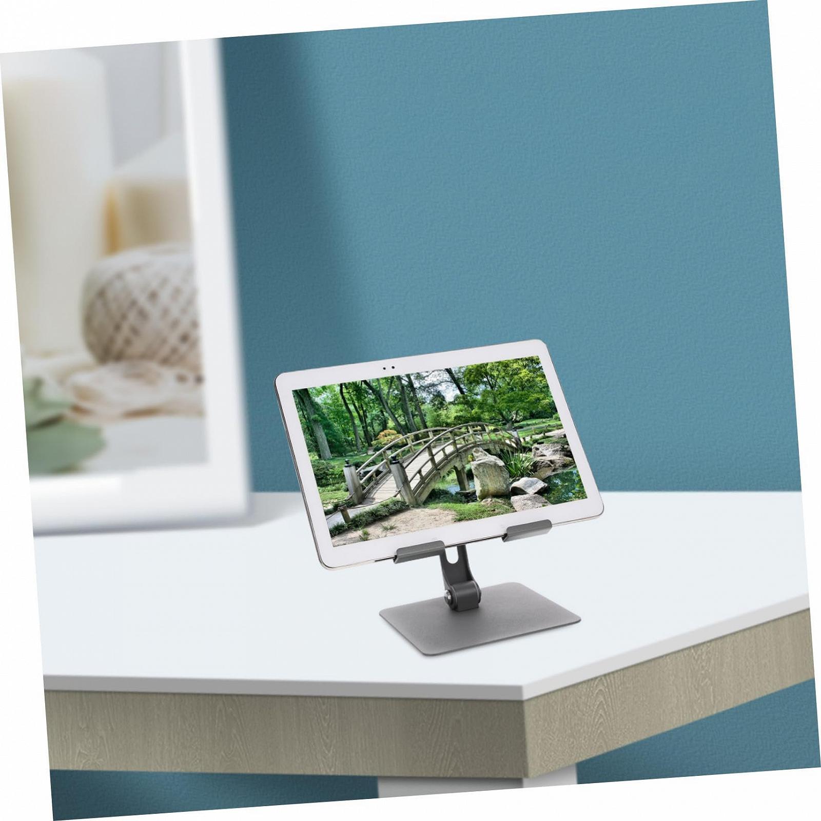 Регулируемая металлическая подставка для планшета Настольное крепление для ноутбука и смартфона Складной настольный держатель с регулируемым углом обзора Эргономичный держатель для планшета для офиса, фото №6
