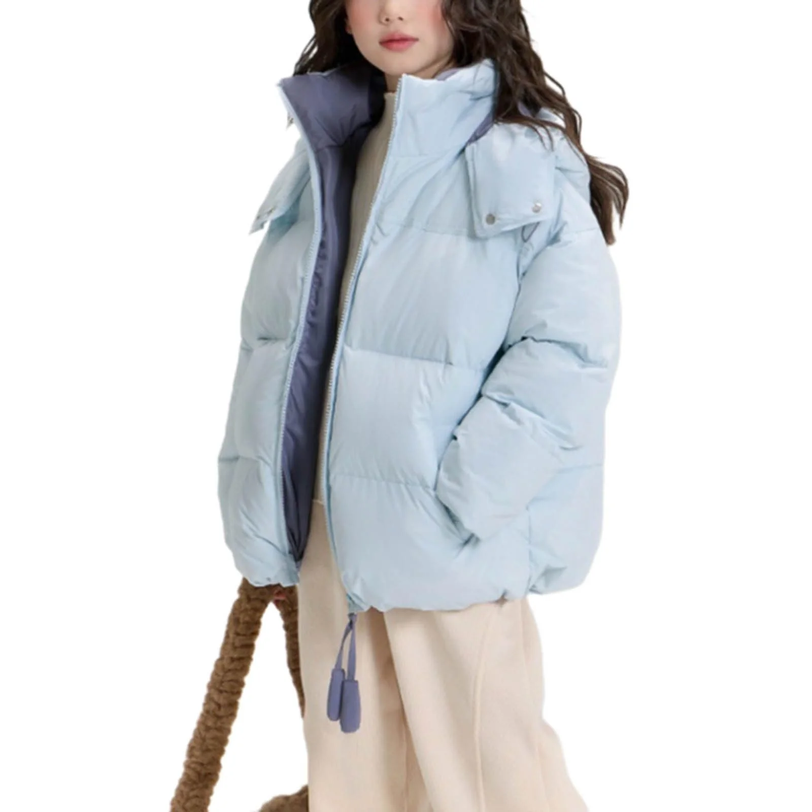 Зимняя куртка SYDUZAX для подростков, девочек и мальчиков, стеганая, однотонная, с капюшоном, на молнии, детская теплая куртка с капюшоном, зимнее пальто с длинными рукавами, стеганое пальто с карманами, 3-11 лет, унисекс, фото №1