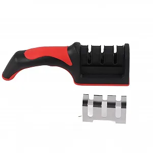 Точилка для ножів ручна 3 сегменти Червоно-чорна synthetic.ua - Фото 1