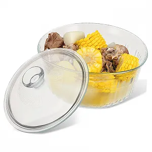 Форма для запікання Luxshiny Скляна Кругла з кришкою Боросилікатна Прозора - Фото 1