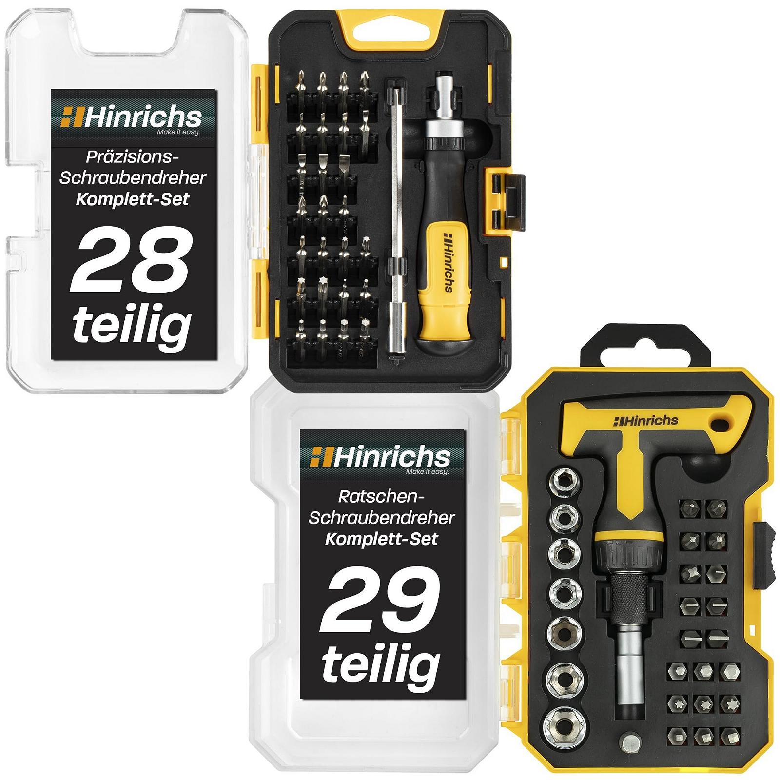 Набір викруток Hinrichs 2 предмети - Набір тріскачкових викруток 29 предметів з Т-подібною рукояткою і Набір прецизійних викруток 28 предметів - Інструментальний набір для прецизійної механіки - Мультиніжковий набір, фото №1 Набір викруток Hinrichs 2 предмети - Набір тріскачкових викруток 29 предметів з Т-подібною рукояткою і Набір прецизійних викруток 28 предметів - Інструментальний набір для прецизійної механіки - Мультиніжковий набір, фото №1