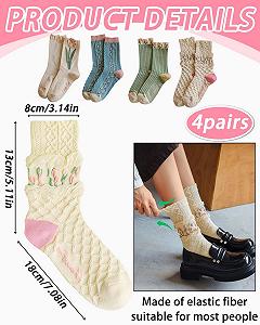 Носки Женские с цветочным узором Хлопковые Разноцветные 4 пары synthetic.ua - Фото 1