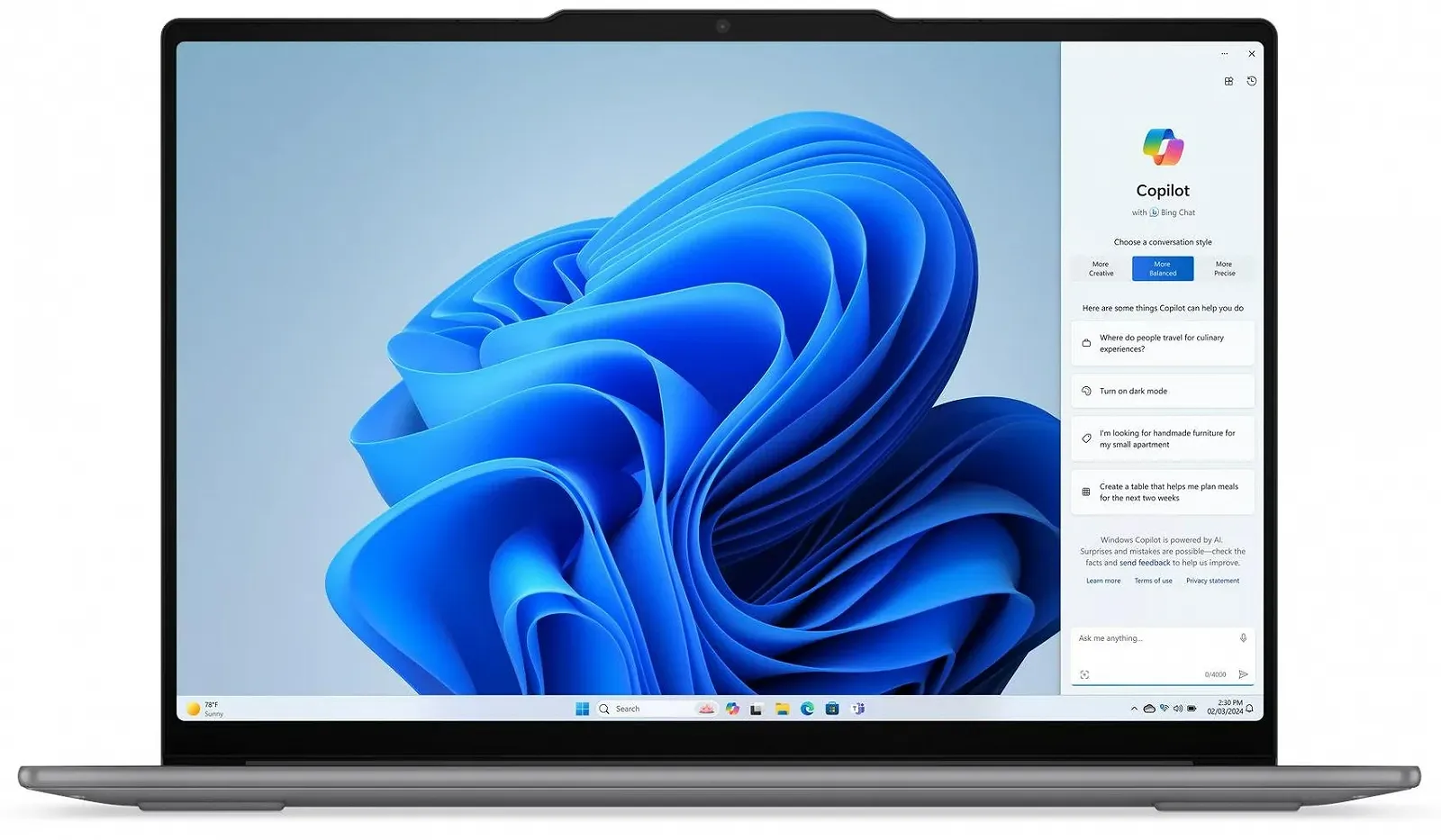 Сенсорний ультрабук 15.3" Lenovo Yoga Slim 7 (15ILL9) Intel Core Ultra 7 256V RAM 16GB SSD 1TB Win11 Aлюмінієвий корпус (UKR), фото №3