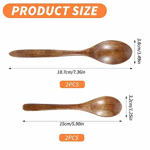 Ложки Деревянные Набор из 4 штук, Деревянные ложки, Деревянные ложки для меда, Столовые ложки, Натуральные деревянные ложки, Маленькая ложка для меда, Чайная ложка, Сделанная вручную столовая ложка, Длинная ручка, Деревянная ложка Nanmu для супа, чая, кофе synthetic.ua - Фото 1