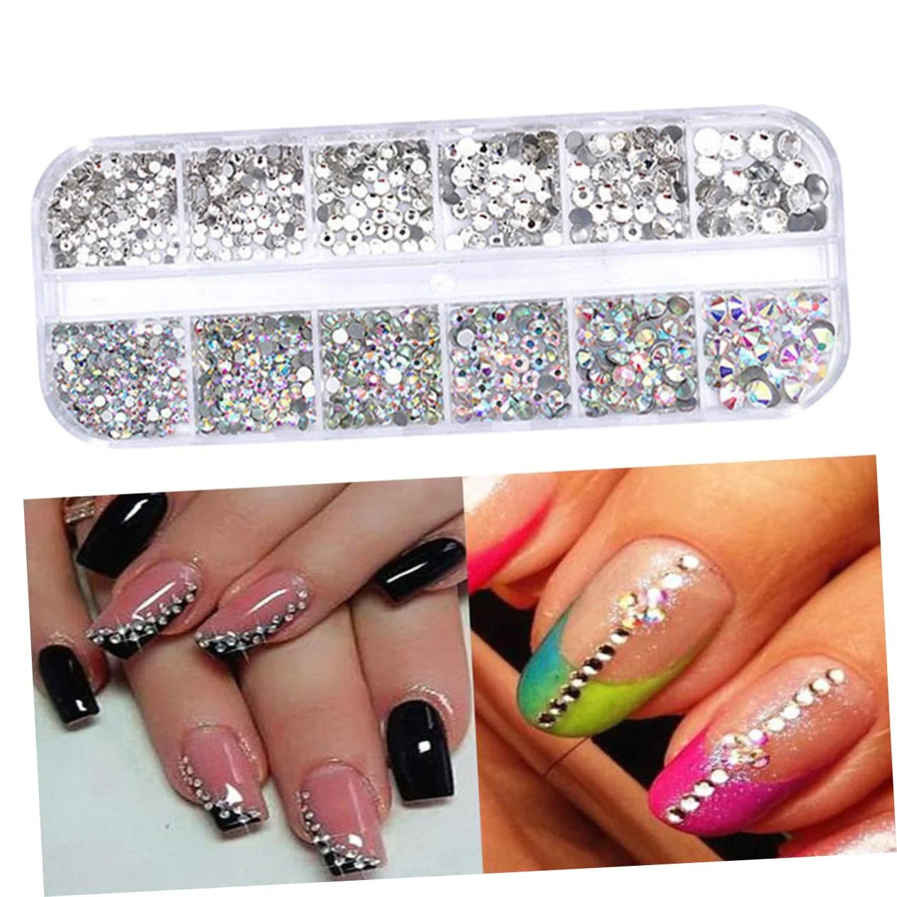 Діаманти для нігтів Healvian 12, Стрази з плоскою задньою частиною, Саморобні, фото №5