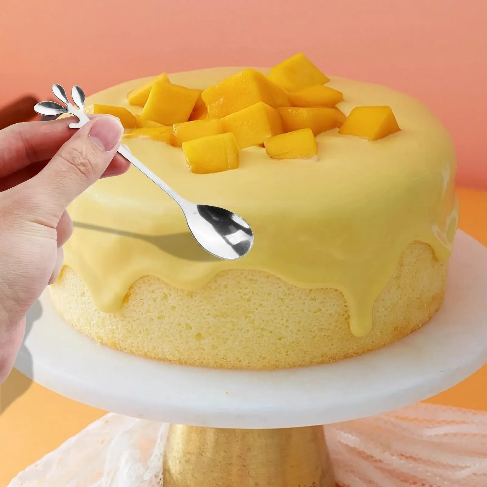 Ложка Кавова Лист з нержавіючої сталі, срібна, 14 шт, фото №7 Ложка Кавова Лист з нержавіючої сталі, срібна, 14 шт, фото №7