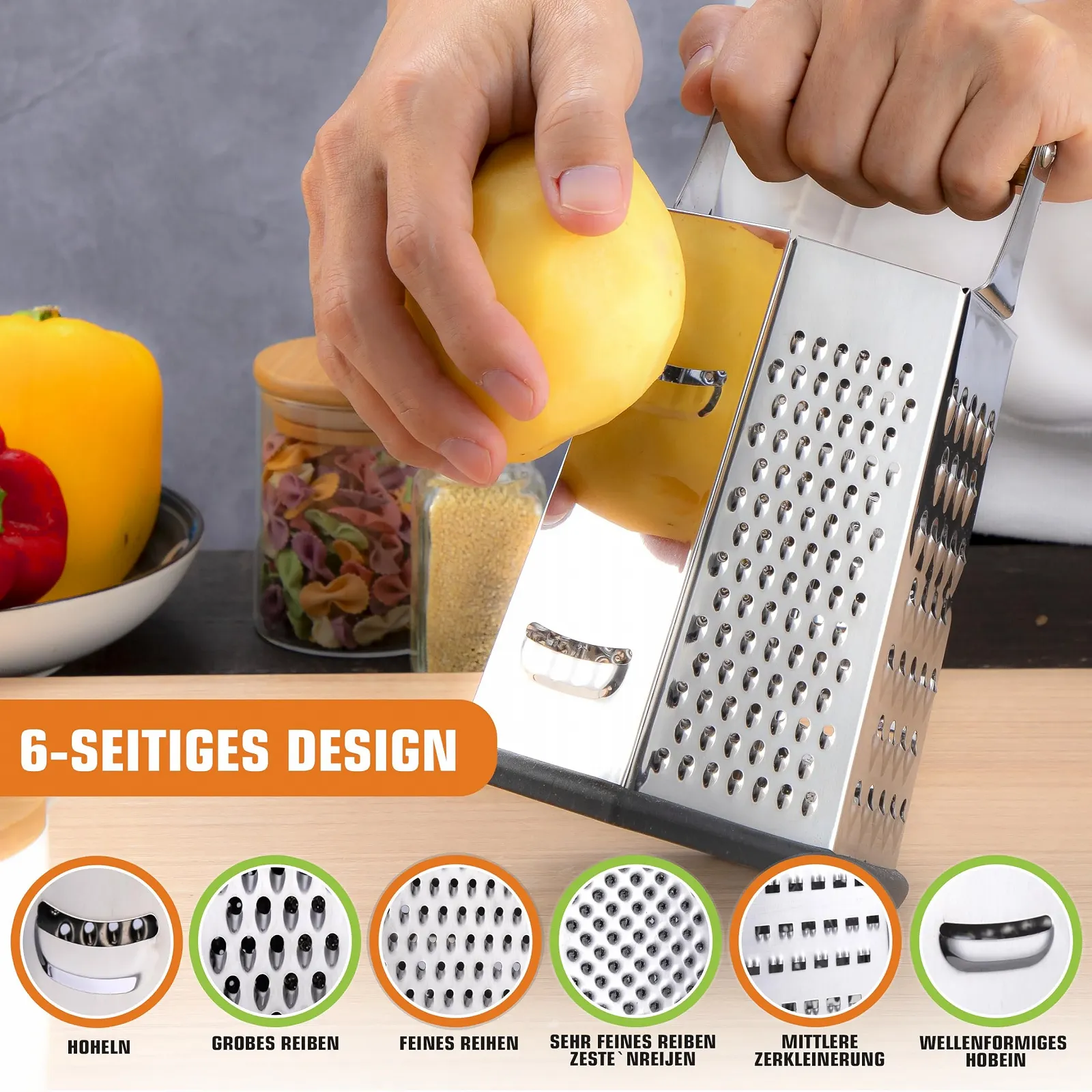 Терка Багатостороння, Квадратна, Нержавіюча сталь, 20 x 12 см, фото №3