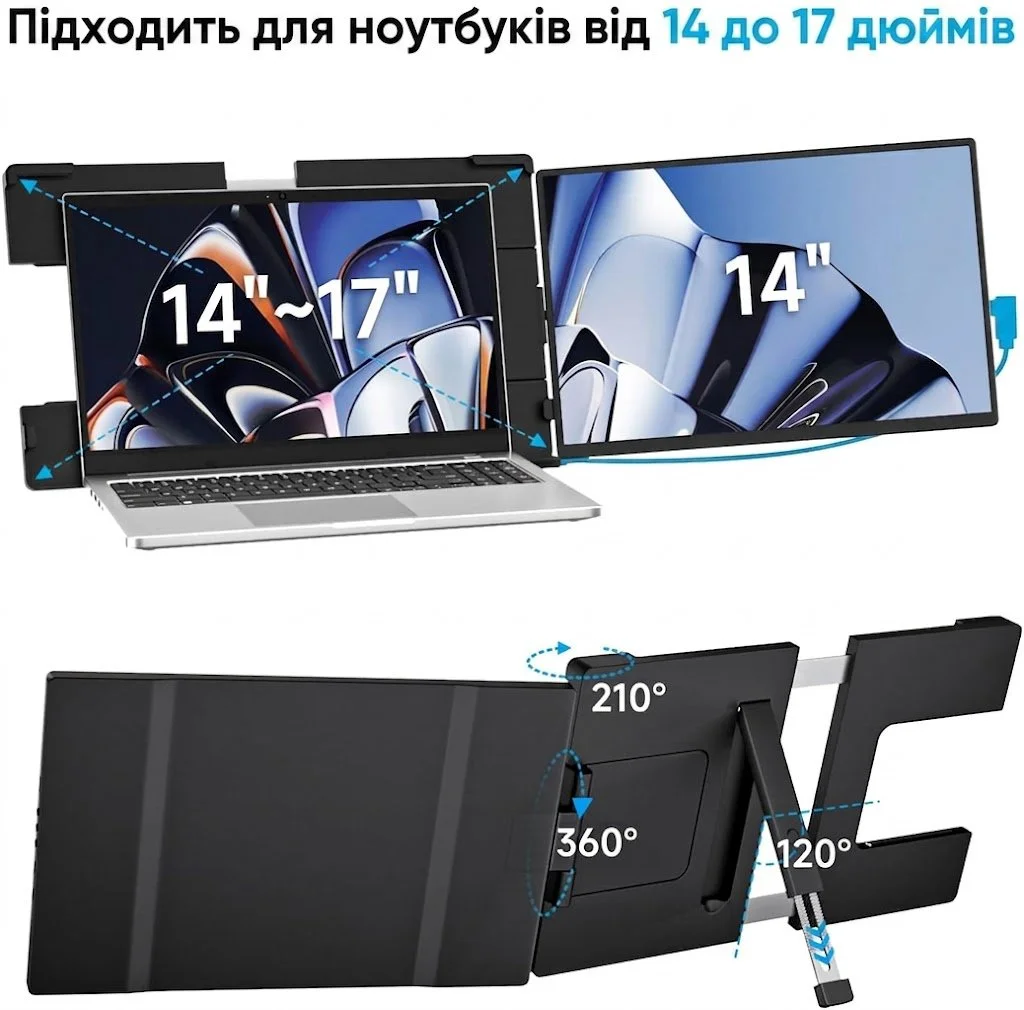 Монітор портативний 14.1" Dopesplay Full HD IPS 60 Гц, фото №3