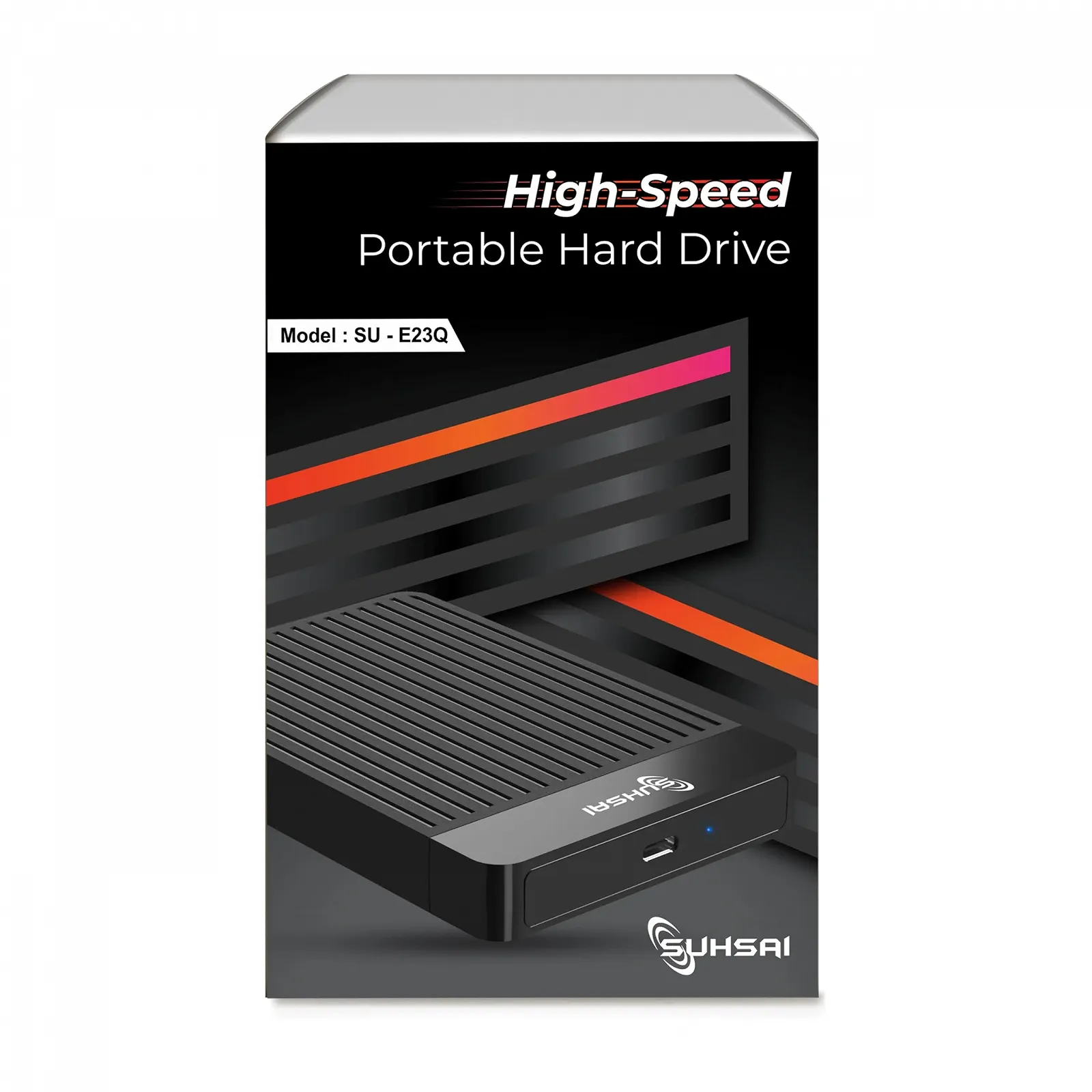 Зовнішній жорсткий диск SUHSAI Portable 500 ГБ 2.5" USB 3.1 Black, фото №2 Зовнішній жорсткий диск SUHSAI Portable 500 ГБ 2.5" USB 3.1 Black, фото №2