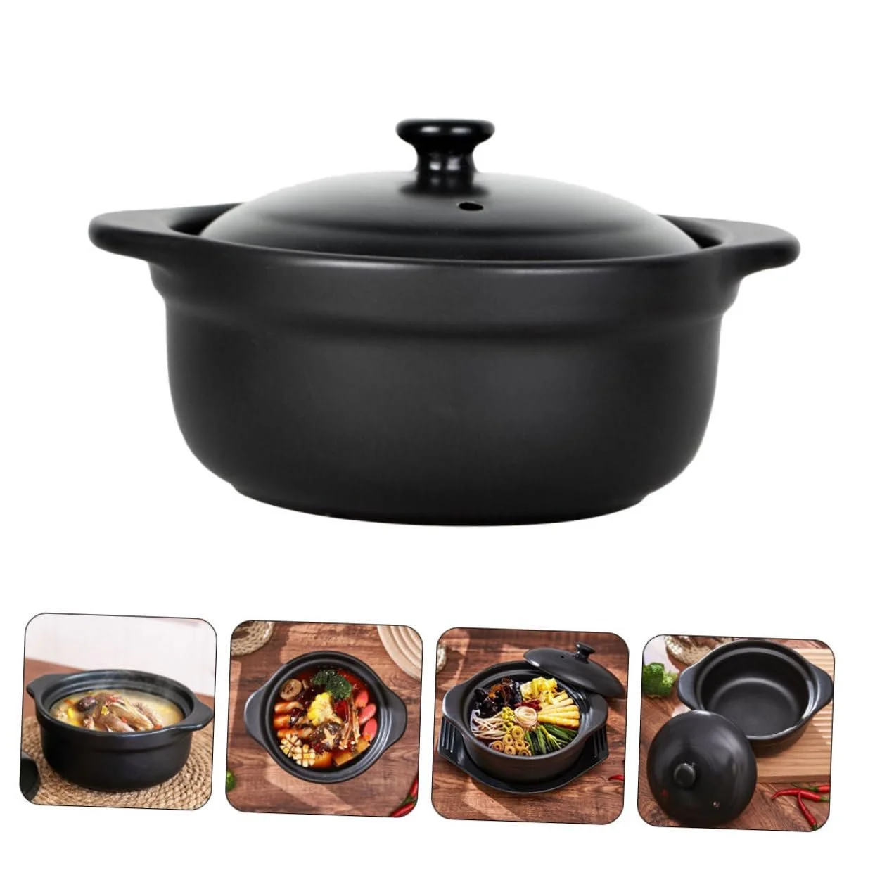 Горщик для тушкування Керамічний з кришкою Термостійкий Антипригарний для супів, фото №9