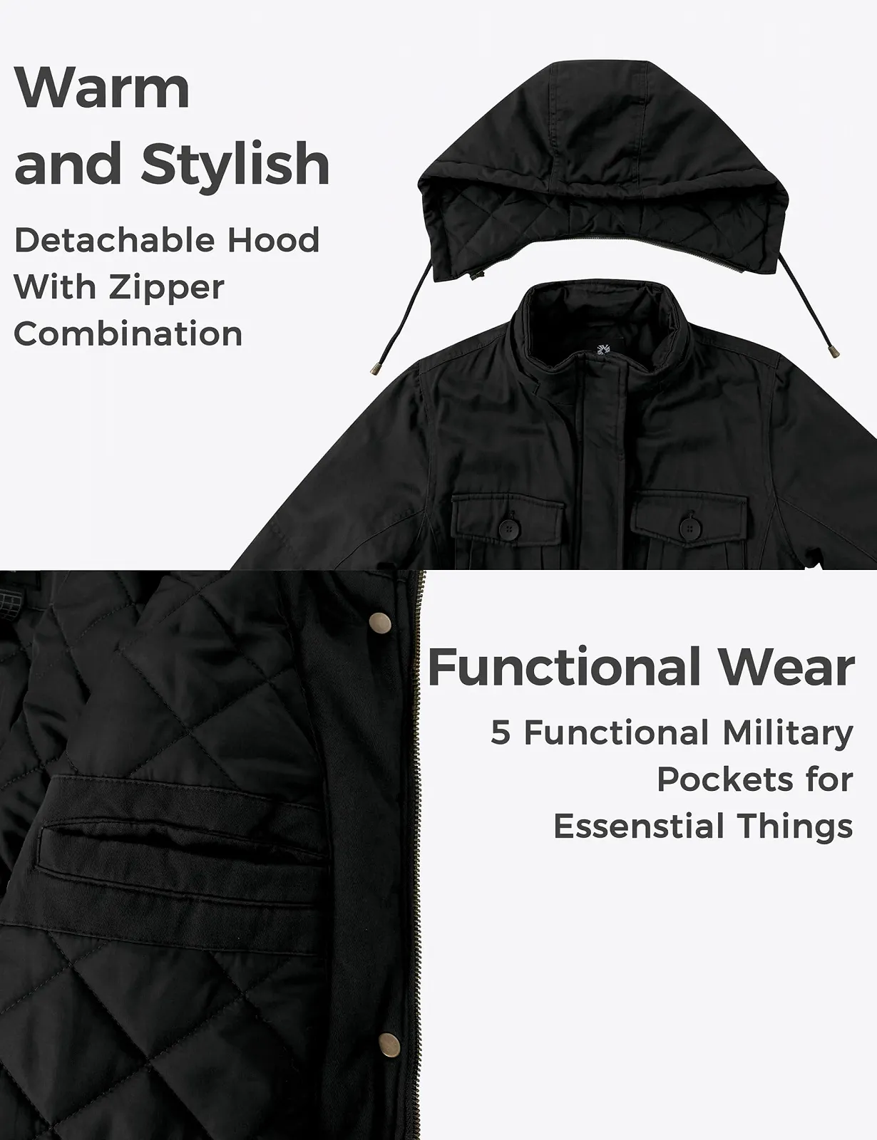 Куртка Wantdo Класична Бавовняна Жіноча Тепла Флісова, фото №5