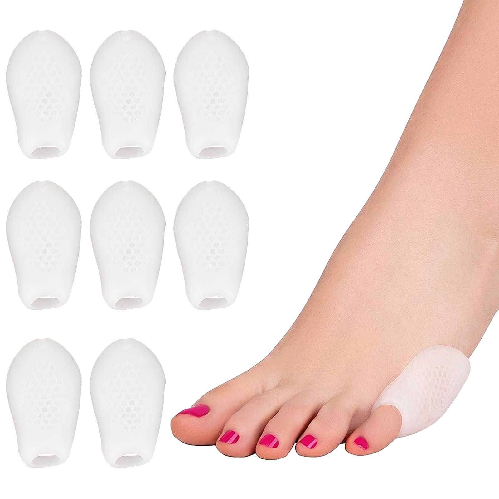 Коректор великого пальця стопи White 8 шт з роздільником, захисні накладки для мізинця, фото №1