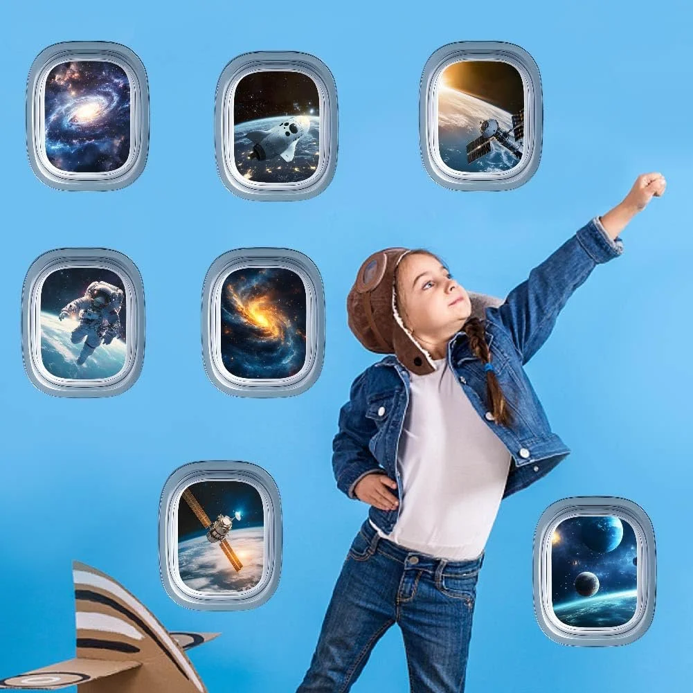 Наклейка на стіну SUPERDANT 3D Всесвіт та Галактика Космос Вікно Вінілова, фото №1