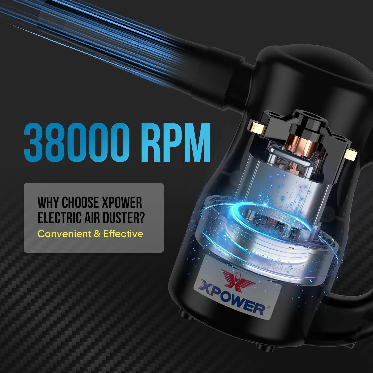 Електричний очищувач повітря XPOWER A-2 90 CFM 2 швидкості з насадками Black, фото №5