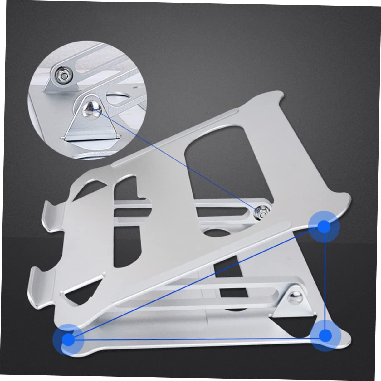 Подставка для ноутбука Алюминиевый сплав Регулируемый держатель для ноутбука Портативная подставка для ноутбука Складная подставка для ноутбука Стабильная поддержка для ноутбука Серебристый, фото №9