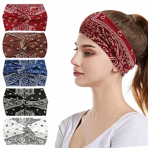 Повязка на голову Бохо Набор из 5 эластичных широких - Фото 1