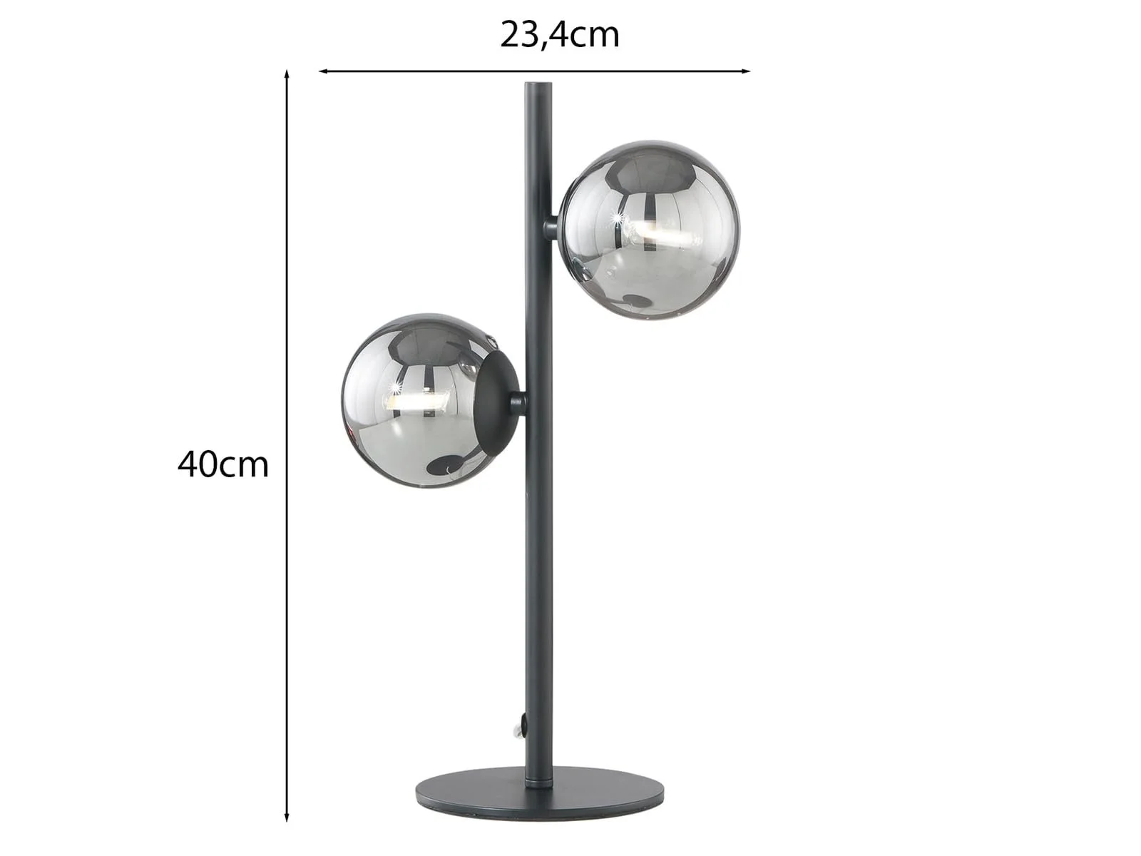 Настільна лампа Elegant Metal Black and Smoked Glass Balls 40 см, фото №4
