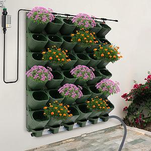 Вертикальний настінний квітковий горщик штабельований з автоматичною системою поливу 36 шт Зелений synthetic.ua - Фото 1