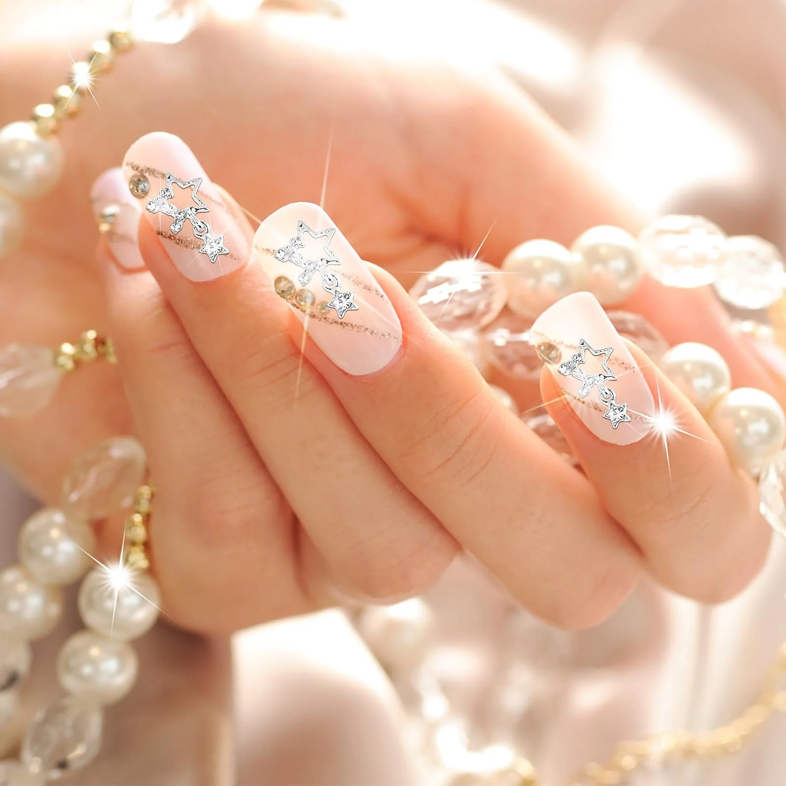 Подвески для ногтей Звезда WLLHYF 10 шт. серебряные Бриллианты для DIY маникюра, фото №3