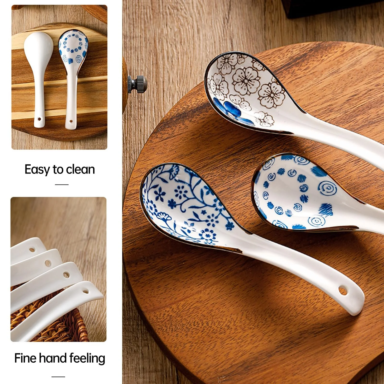Набір з 6 азіатських ложок для супу, Керамічні китайські, фото №3 Набір з 6 азіатських ложок для супу, Керамічні китайські, фото №3