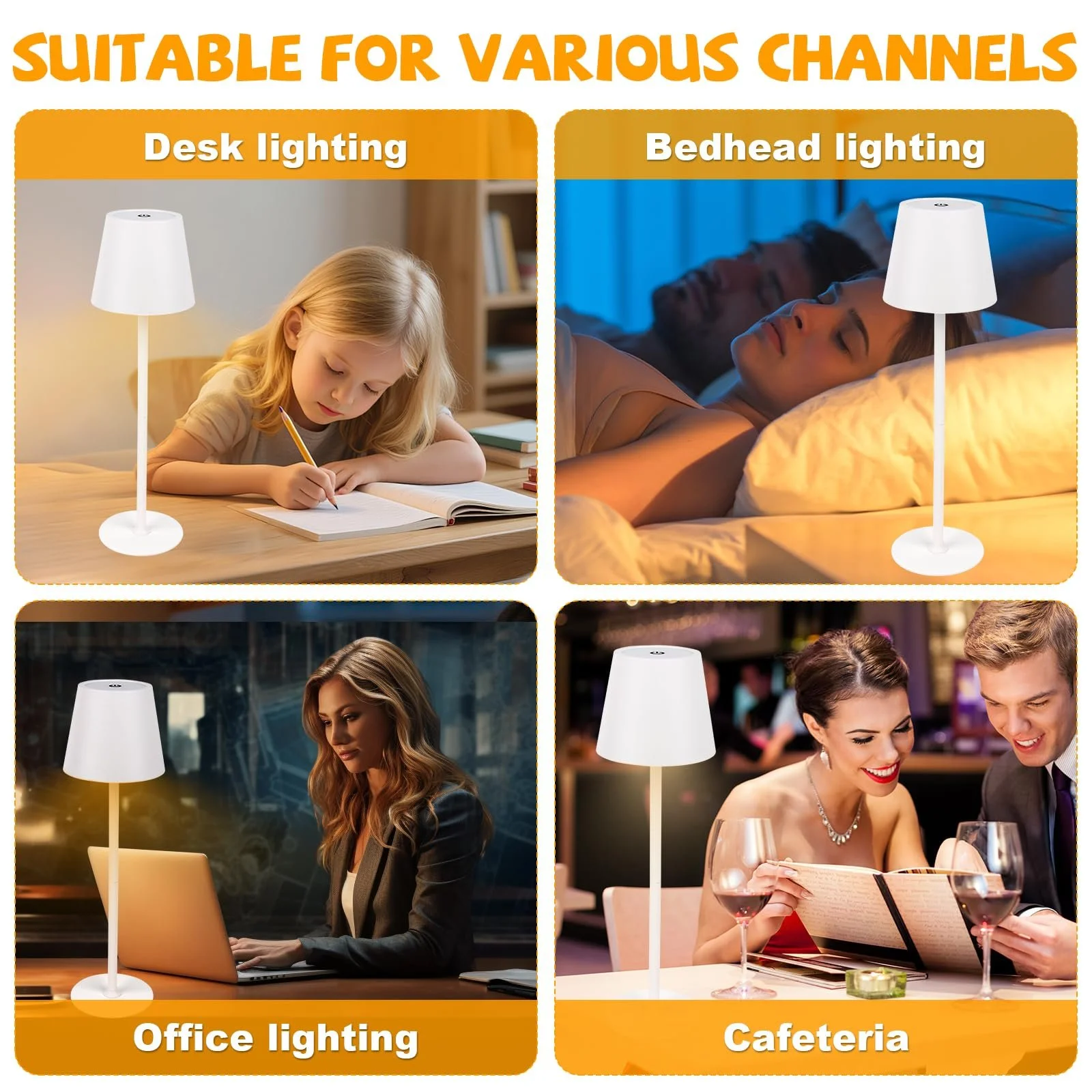 Настільна лампа LED Бездротова Портативна Сенсорна Акумуляторна Бежевий, фото №7